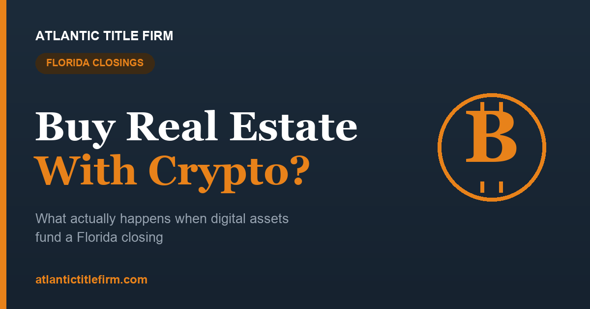 Can you buy real estate with cryptocurrency in Florida? What actually happens at a closing