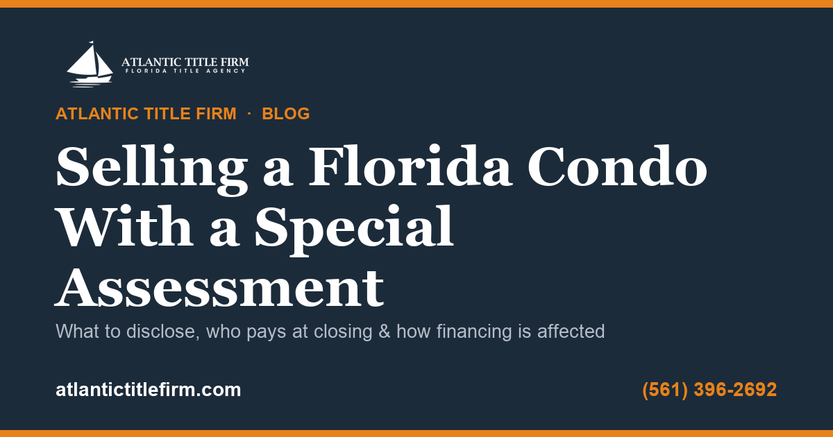 Florida condo with a special assessment for sale